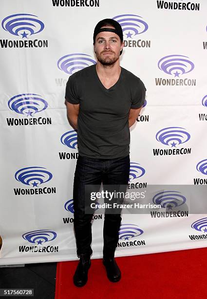 Actor Stephen Amell attends a panel at WonderCon 2016 to promote the upcoming release of Paramount Pictures' Teenage Mutant Ninja Turtles  Out of...