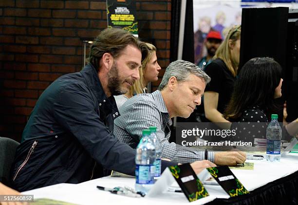 Producers Andrew Form and Brad Fuller attend a autograph signing at WonderCon 2016 to promote the upcoming release of Paramount Pictures' Teenage...