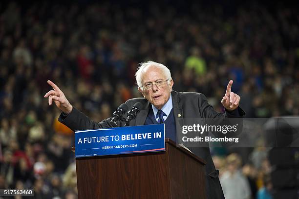 Senator Bernie Sanders, an independent from Vermont and 2016 Democratic presidential candidate, speaks during a campaign event in Seattle,...