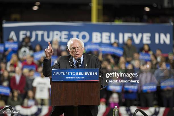 Senator Bernie Sanders, an independent from Vermont and 2016 Democratic presidential candidate, speaks during a campaign event in Seattle,...