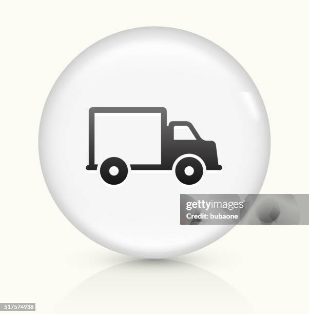delivery truck icon on white round vector button - send button stock illustrations