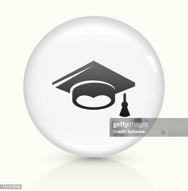 graduation hat icon on white round vector button - graduation hat pattern vector stock illustrations