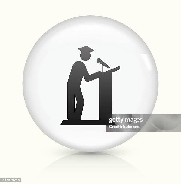 graduation icon on white round vector button - valedictorian stock illustrations