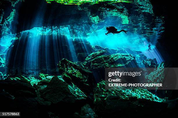 mexico caverns - spelunking stockfoto's en -beelden