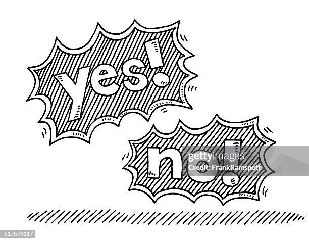 yes no conflict speech bubble drawing - yes stock illustrations