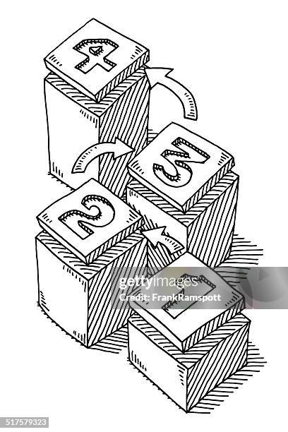 Progress Steps 1234 Drawing High-Res Vector Graphic - Getty Images
