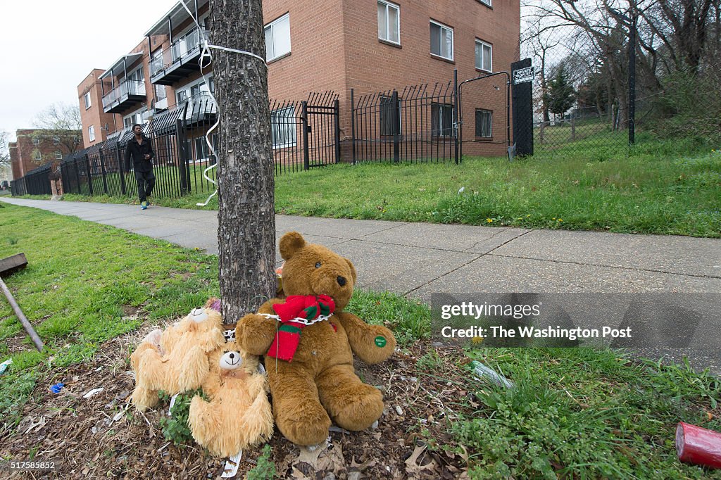WASHINGTON, DC - MARCH 25:   A memorial in the 800 block of Che