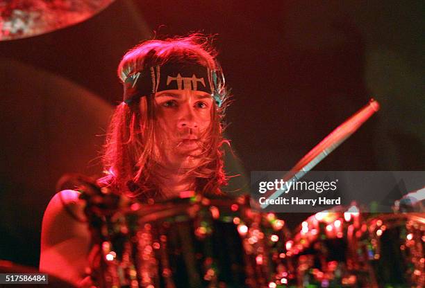 Paul Wandtke of Trivium performs at Portsmouth Pyramids on March 22, 2016 in Portsmouth, England.