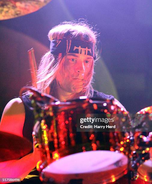 Paul Wandtke of Trivium performs at Portsmouth Pyramids on March 22, 2016 in Portsmouth, England..