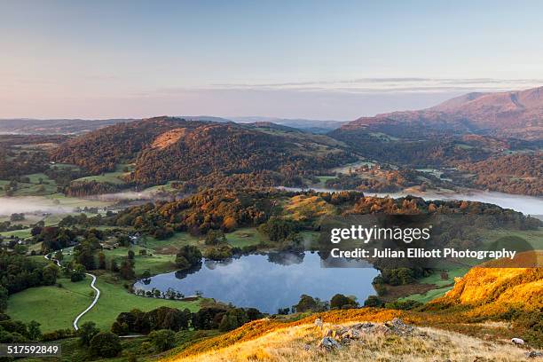 loughrigg tarn from loughrigg fell - loughrigg fell stock pictures, royalty-free photos & images