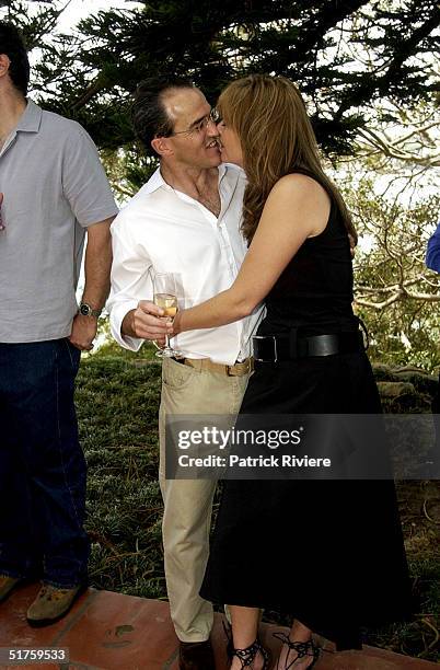 Donna Gardner and Johnny Kahlbetzer at the launch of "Leathers" by Donna Gardner, at Windemere in Sydney where she lives with current partner Johnny...