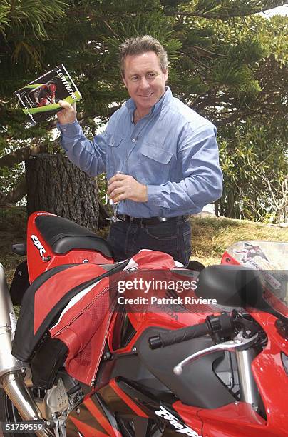 Donna Gardner's former husband Australian 500cc motobike World Champion Wayne Gardner at the launch of "Leathers" by Donna Gardner, at Windemere in...