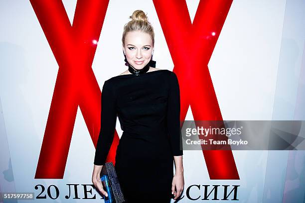 Angelika Timanina attends the Harper's Bazaar 20 Years in Russia dinner in Volkhonka Mansion on March 24, 2016 in Moscow, Russia.