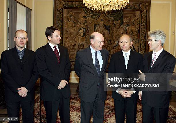 Visegrad group countries Finance Ministers Czech, Bohuslav Sobotka, Slovak, Ivan Miklos, US Secretary of Treasury John Snow, Hungarian, Tibor...