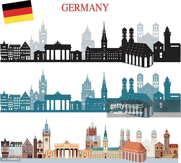 illustrazioni stock, clip art, cartoni animati e icone di tendenza di germania sullo skyline - monaco