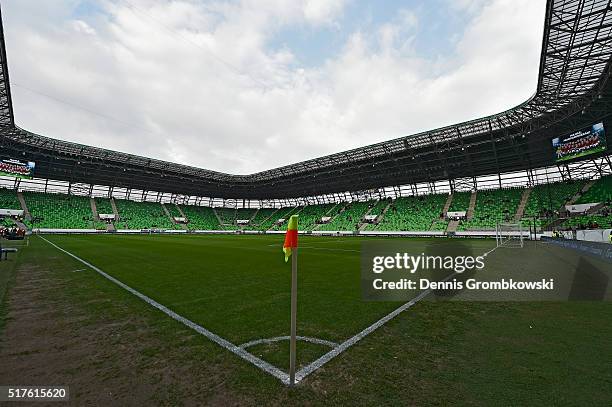 General view of the Groupama Arena prior to the International Friendly match between Hungary and Croatia at Groupama Arena on March 26, 2016 in...