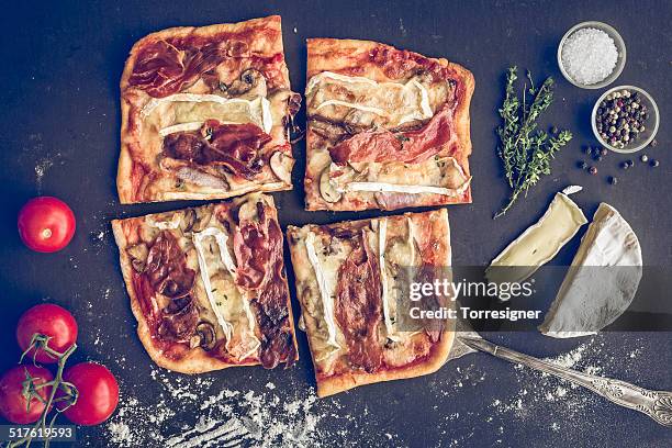 prosciutto pizza - pizza with ham stock pictures, royalty-free photos & images