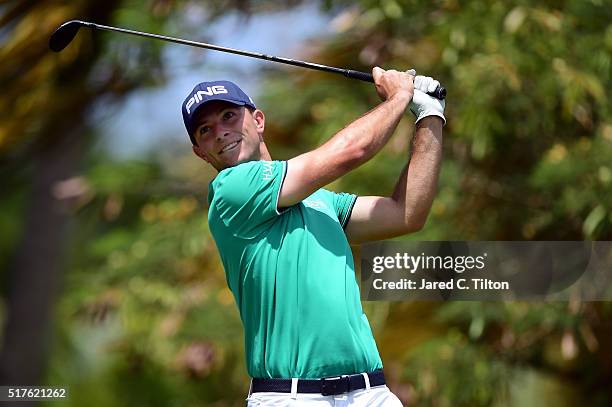 Luke Guthrie tees off on the fourth hole during the third round of the Puerto Rico Open at Coco Beach on March 26, 2016 in Rio Grande, Puerto Rico.