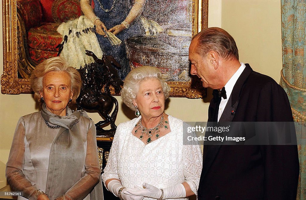 French President Jacques Chirac Attends State Banquet At Windsor Castle
