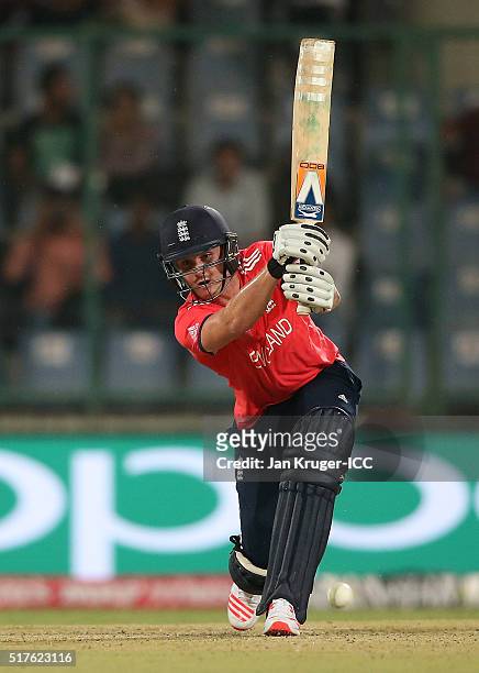 Jason Roy of England bats during the ICC World Twenty20 India 2016 Super 10s Group 1 match between England and Sri Lanka at The Feroz Shah Kotla...