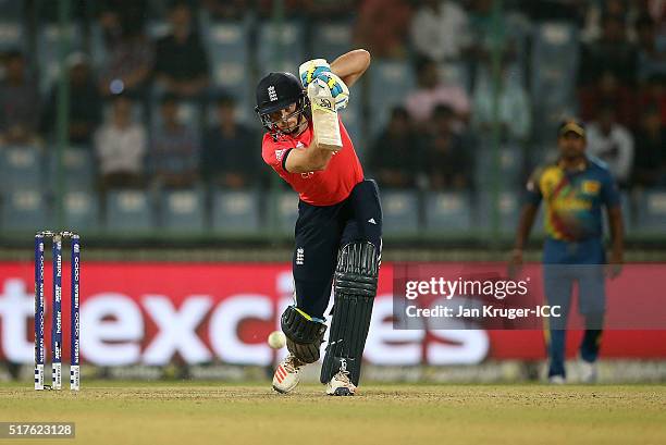 Jos Buttler of England in action during the ICC World Twenty20 India 2016 Super 10s Group 1 match between England and Sri Lanka at The Feroz Shah...