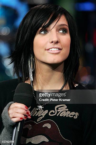 Singer Ashlee Simpson appears on MTV's Total Request Live at MTV Times Square Studios November 18, 2004 in New York City