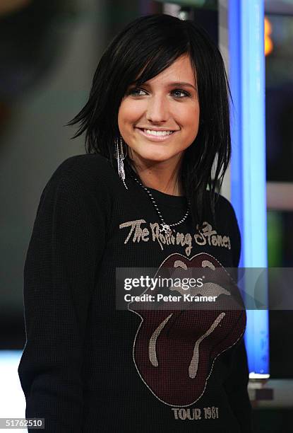 Singer Ashlee Simpson appears on MTV's Total Request Live at MTV Times Square Studios November 18, 2004 in New York City