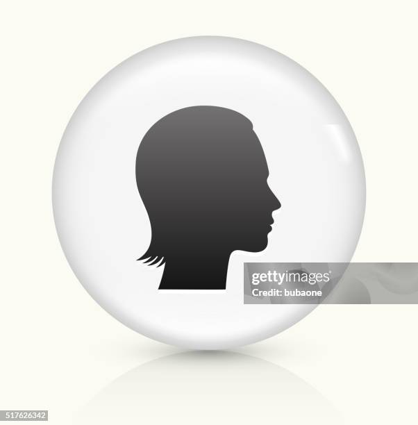 female face icon on white round vector button - eyebrows stock illustrations