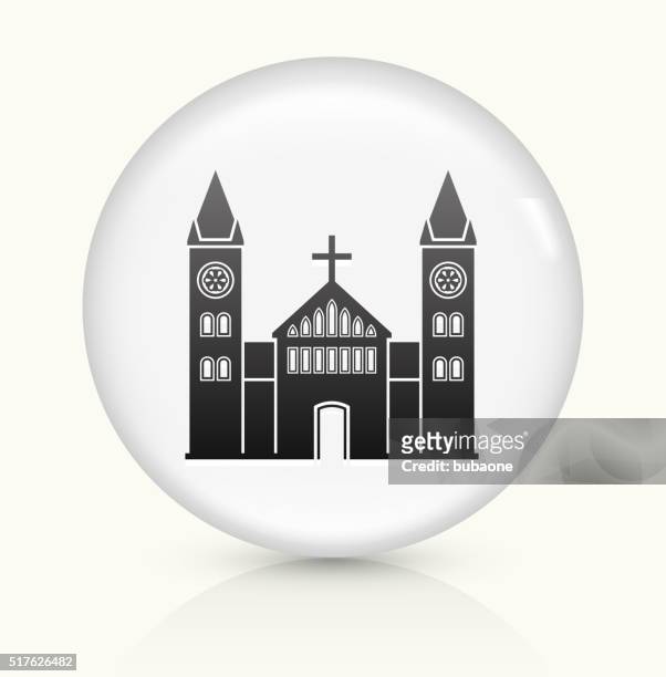 教会の建物のアイコンホワイト丸いベクトルボタン - チャペル　外観点のイラスト素材／クリップアート素材／マンガ素材／アイコン素材