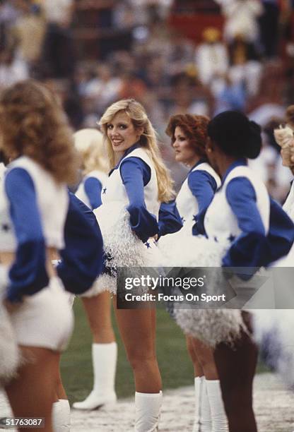 Dallas Cowboys cheerleaders line up near the field during Superbowl XII against the Denver Broncos at the Lousiana Superdome on January 15, 1978 in...