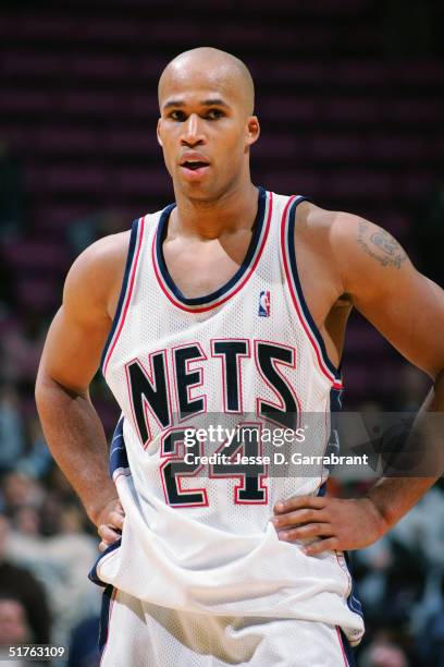 Richard Jefferson of the New Jersey Nets stands on the court during the game with the Portland Trail Blazers on November 9, 2004 at the Continental...