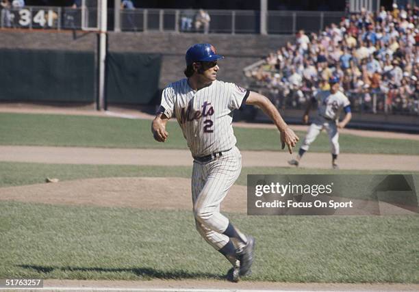 Jim Fregosi of the New York Mets is caught in a rundown between third and home at Shea Stadium in Flushing, New York circa 1970's.