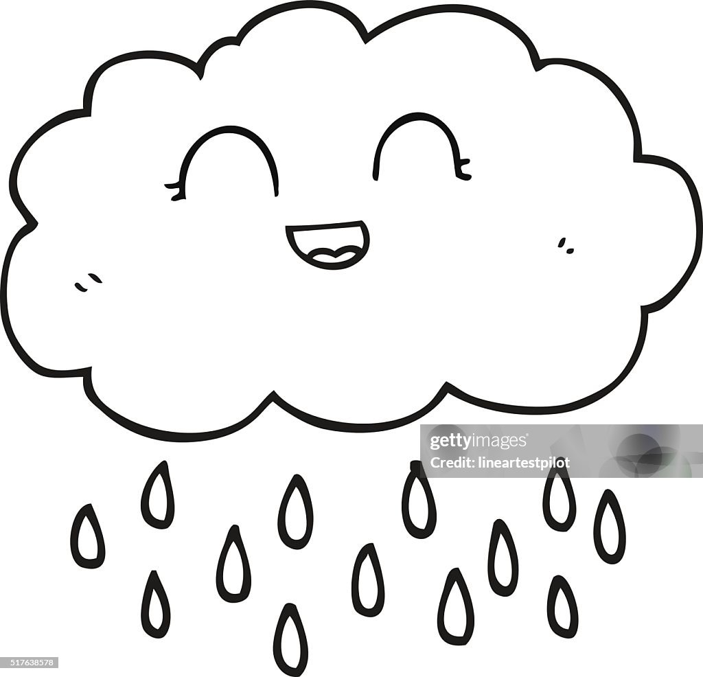 Black And White Cartoon Rain Cloud High-Res Vector Graphic - Getty Images