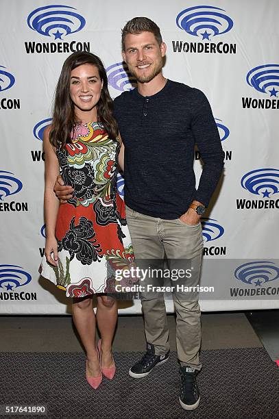 Actors Marissa Neitling and Travis Van Winkle attend 'The Last Ship' panel, TNT at Wondercon 2016 at Los Angeles Convention Center on March 26, 2016...