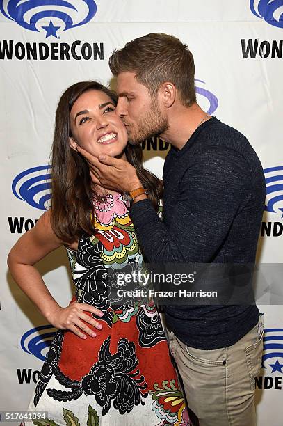 Actors Marissa Neitling and Travis Van Winkle attend 'The Last Ship' panel, TNT at Wondercon 2016 at Los Angeles Convention Center on March 26, 2016...