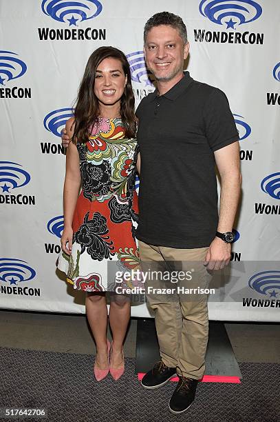 Actress Marissa Neitling and writer/executive producer Steven Kane attend 'The Last Ship' panel, TNT at Wondercon 2016 at Los Angeles Convention...