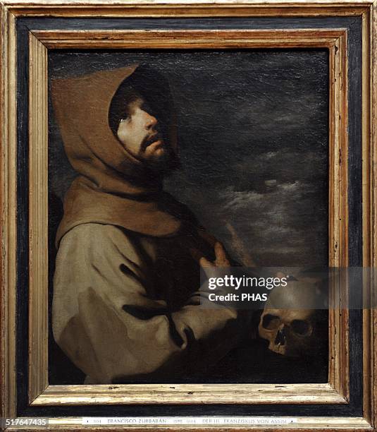 Francisco de Zurbaran y Salazar . Spanish painter. Saint Francis of Assisi, 1660. Alte Pinakothek, Munich, Germany.