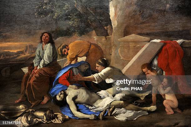 Nicolas Poussin . French painter. Lamentation of Christ, ca. 1627. Alte Pinakothek, Munich, Germany.