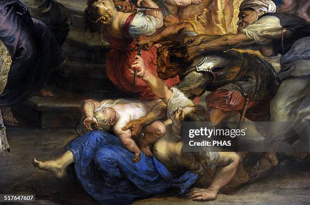 Peter Paul Rubens . German-born Flemish Baroque painter. Massacre of the Innocents, 1635-40. Version Pinakothek, Detail. Munich, Germany.