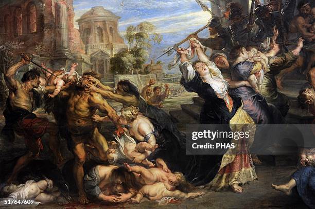 Peter Paul Rubens . German-born Flemish Baroque painter. Massacre of the Innocents, 1635-40. Version Pinakothek, Detail. Munich, Germany.