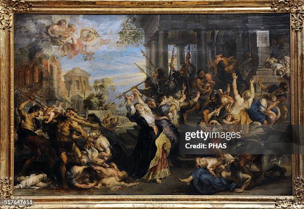 Peter Paul Rubens . German-born Flemish Baroque painter. Massacre of the Innocents, 1635-40. Version Pinakothek. Munich, Germany.