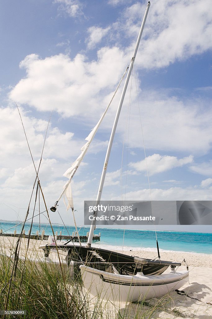 Catamaran boat on Gorgeous Caribbean Beach