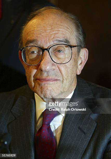 Federal Reserve Chairman Alan Greenspan attends the 14th Frankfurt European Banking Congress November 19, 2004 in Frankfurt, Germany. Under the...