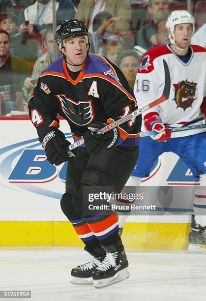 Ryan Ready of the Philadelphia Phantoms skates against the Hamilton Bulldogs during the American Hockey League game on October 22, 2004 at Wachovia...