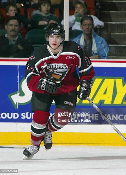 Gilbert Brule of the Vancouver Giants skates against the Prince George Cougars during the Western Hockey League game at Pacific Coliseum on October...