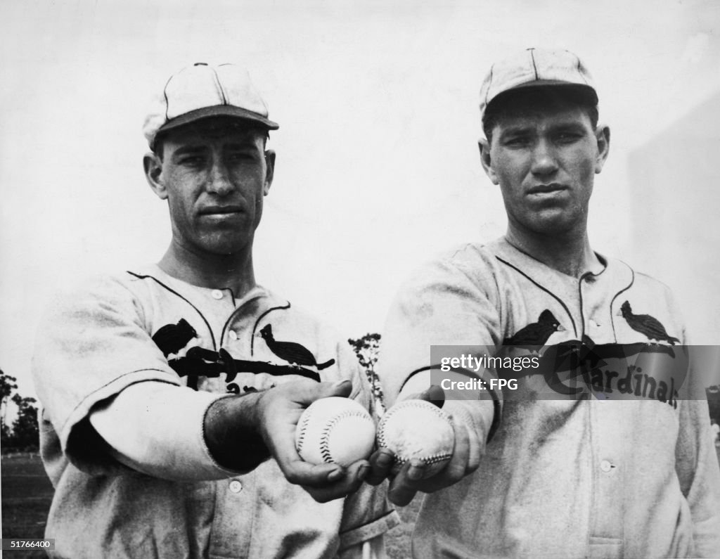 The Dean Brothers Hold Baseballs