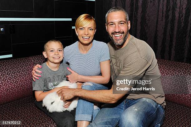 Actress Jaime Pressly, son Dezi James Calvo and boyfriend Hamzi Hijazi visit the Hard Rock Hotel San Diego on March 26, 2016 in San Diego, California.