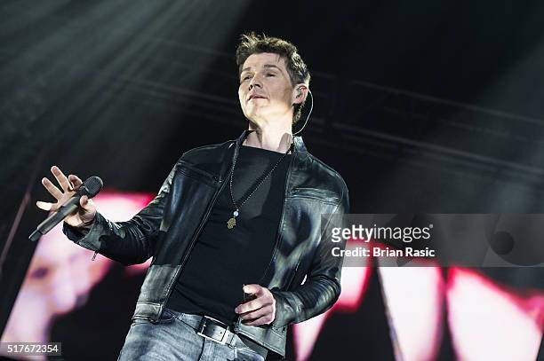 Morten Harket of A-ha performs at The O2 Arena on March 26, 2016 in London, England.