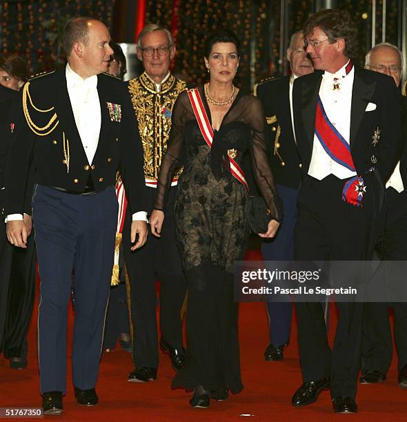 Prince Albert of Monaco, Princess Caroline of Hanover and Prince Ernst August of Hanover arrive to attend the Gala Concert as part of the National...