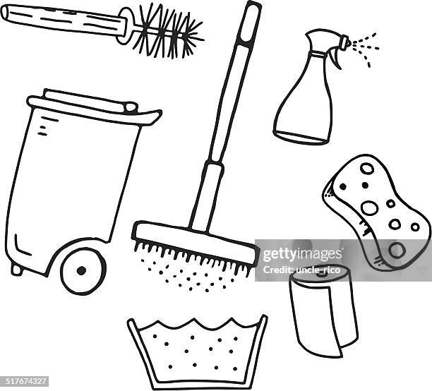 cleaner stuff composition doodle - washing up liquid stock illustrations